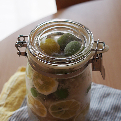 冷暗所で保存します。シロップが上がってきたら、シロップが全体にまわるように、時々瓶をくるくる回してしてください。1Lサイズの保存瓶は冷蔵庫保存も可能です。漬かった梅の実も立派なデザートに大変身!