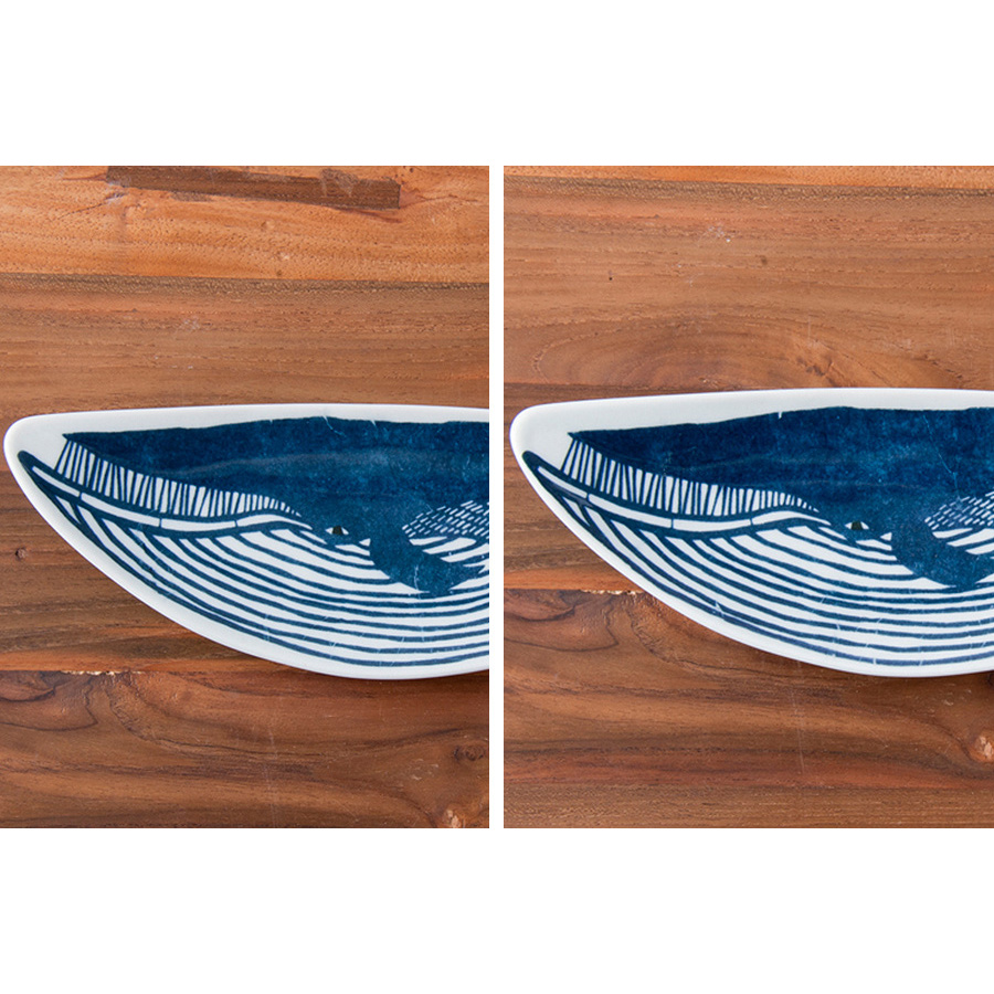 倉敷意匠　kata　kata　印判手長皿　クジラ