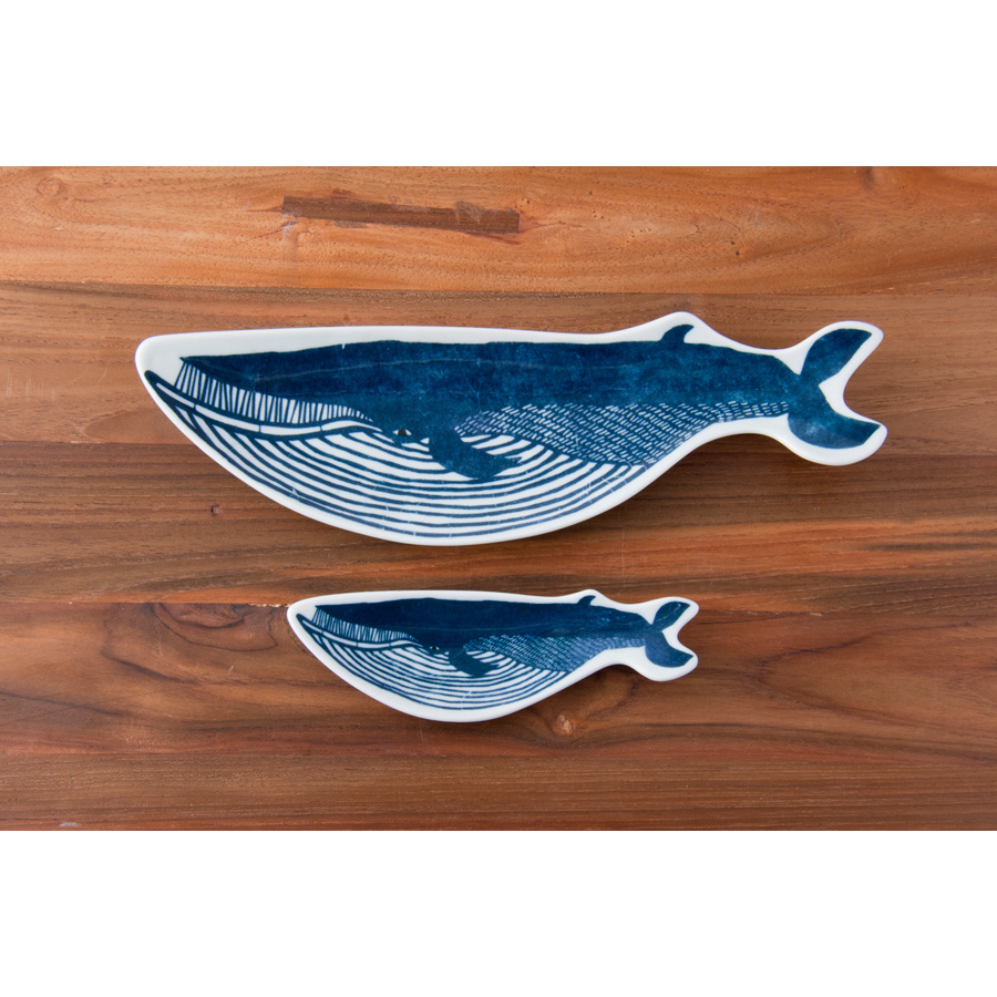 倉敷意匠　kata　kata　印判手長皿　クジラ