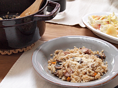 ストウブでパパッと簡単ピラフ♪