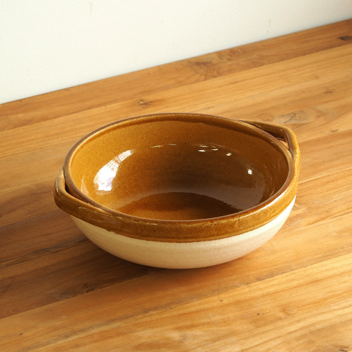 フォースマーケット　カセロラ　8号鍋　白黄　/　4th-market