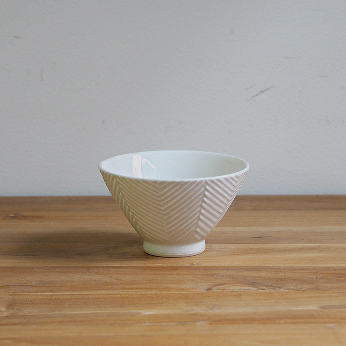 オリメ　Pヘリンボーン　茶碗　小　ホワイト　/　ORIME