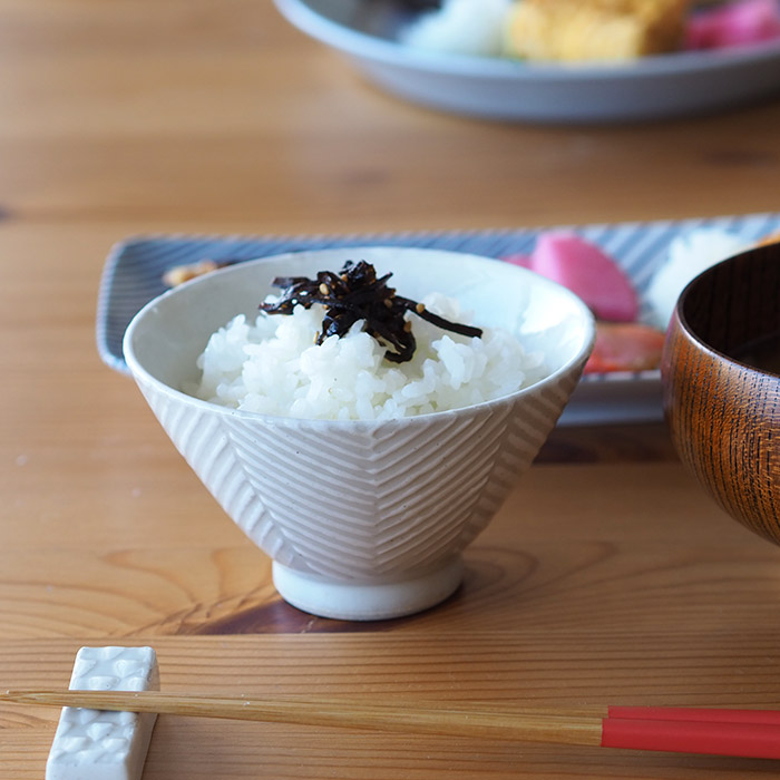 オリメ　Pヘリンボーン　茶碗　小　ホワイト　/　ORIME