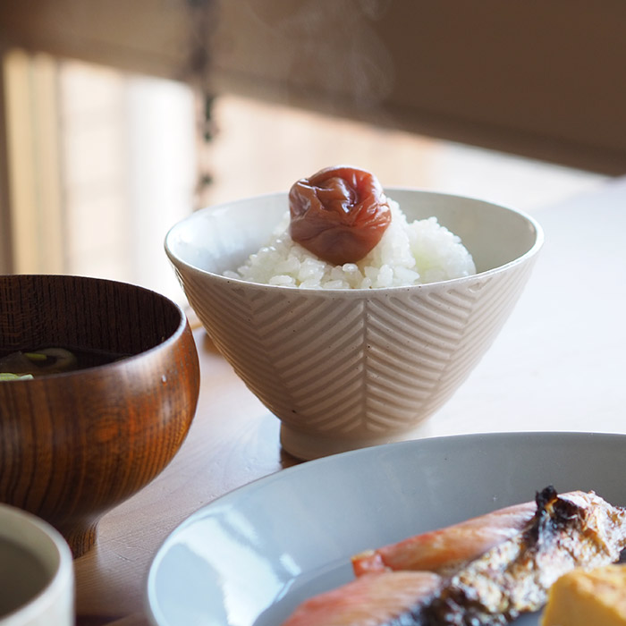 オリメ　Pヘリンボーン　茶碗　大　ホワイト　/　ORIME