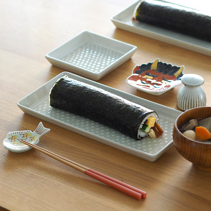 オリメ　P鹿の子　長角皿　ホワイト　/　ORIME