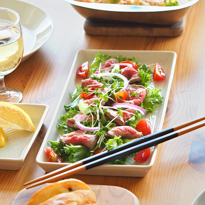 オリメ　Pヘリンボーン　長角皿　ホワイト　/　ORIME