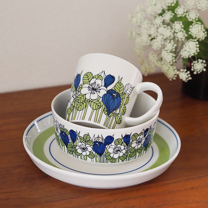 アラビア　クロッカス　ボウル　13cm　グリーン　/　ARABIA　Krokus