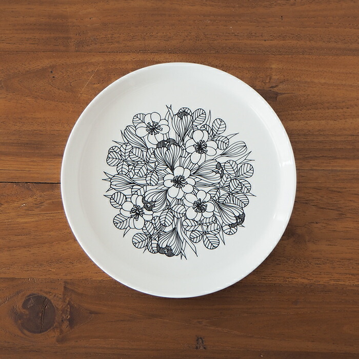 アラビア　クロッカス　プレート　19cm　ブラック　/　ARABIA　Krokus