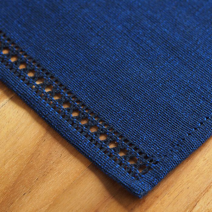 ベアフット　イタリアンヘムステッチ　プレイスマット　スリランカ製　ネイビーブルー　46×33　/　BAREFOOT