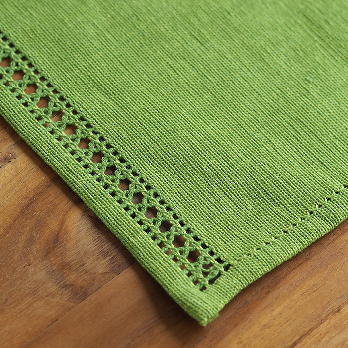 ベアフット　イタリアンヘムステッチ　プレイスマット　スリランカ製　フレッシュグリーン　46×33　/　BAREFOOT