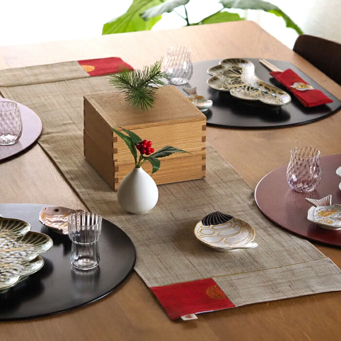 【今季販売終了25/01】BAN INOUE　日の出ラナー　テーブルランナー 　生成