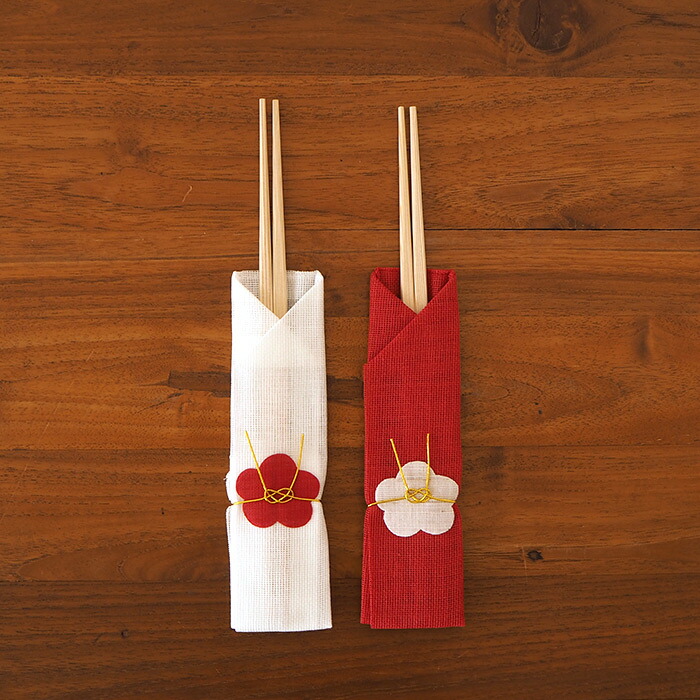 BAN INOUE　蚊帳の箸袋　紅白祝い箸セット