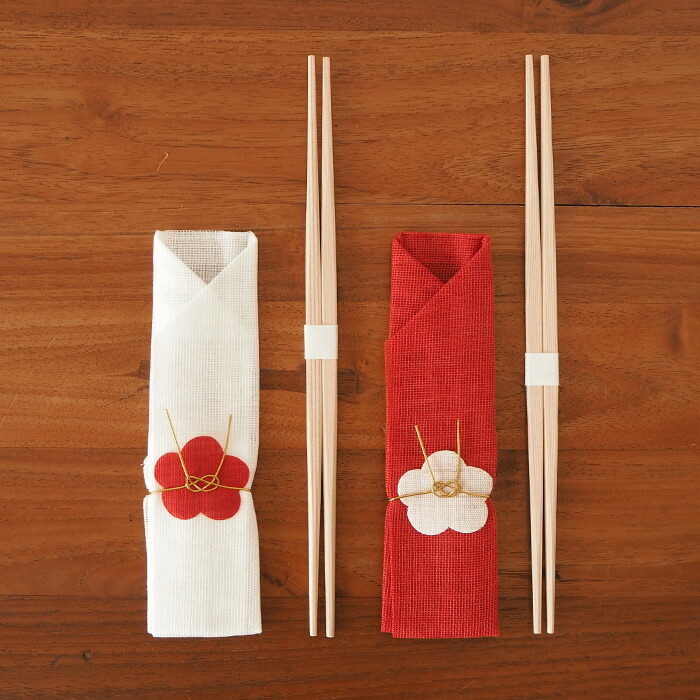 BAN INOUE　蚊帳の箸袋　紅白祝い箸セット