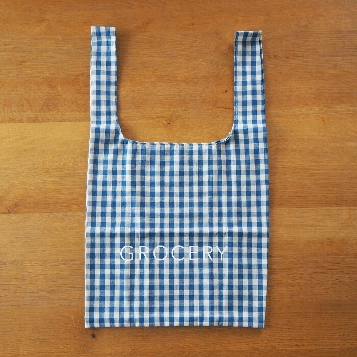 サンク　ギンガムチェックグロサリーバッグ　ブルー　/　CINQ