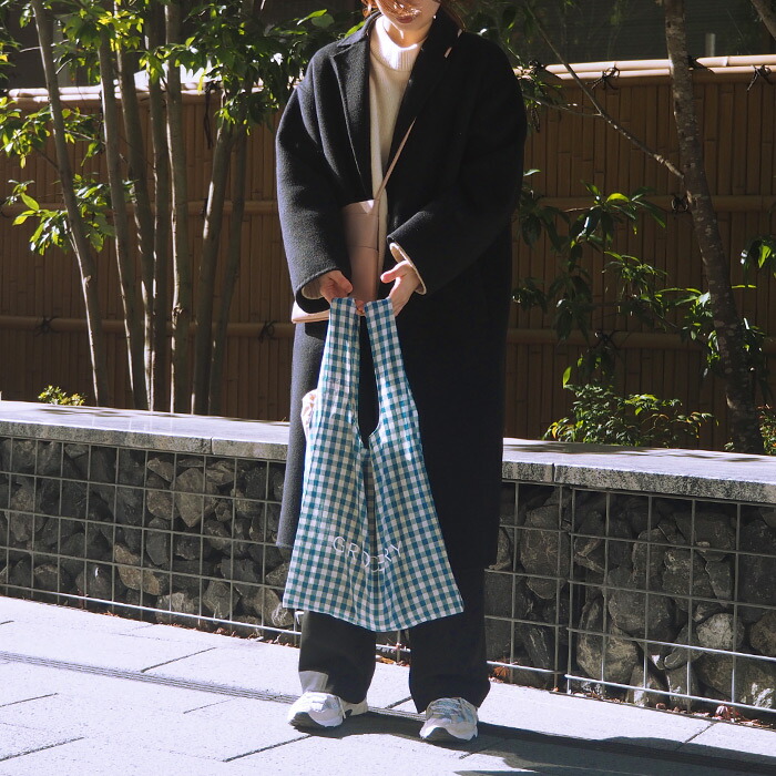 サンク　ギンガムチェックグロサリーバッグ　ブルー　/　CINQ