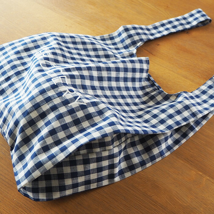 サンク　ギンガムチェックグロサリーバッグ　ネイビー　/　CINQ