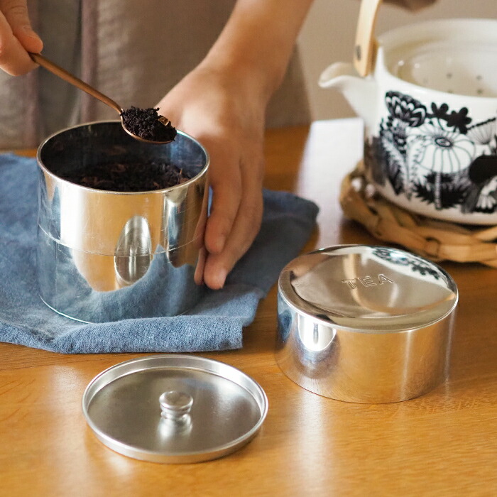 【取扱終了0302】サンク　ブリキの丸缶　ティー缶　/　CINQ　※