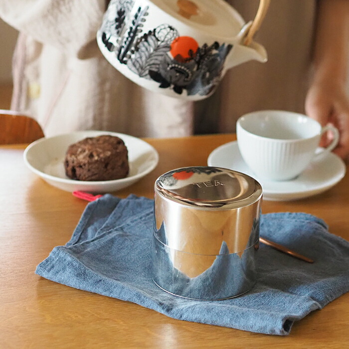 【取扱終了0302】サンク　ブリキの丸缶　ティー缶　/　CINQ　※