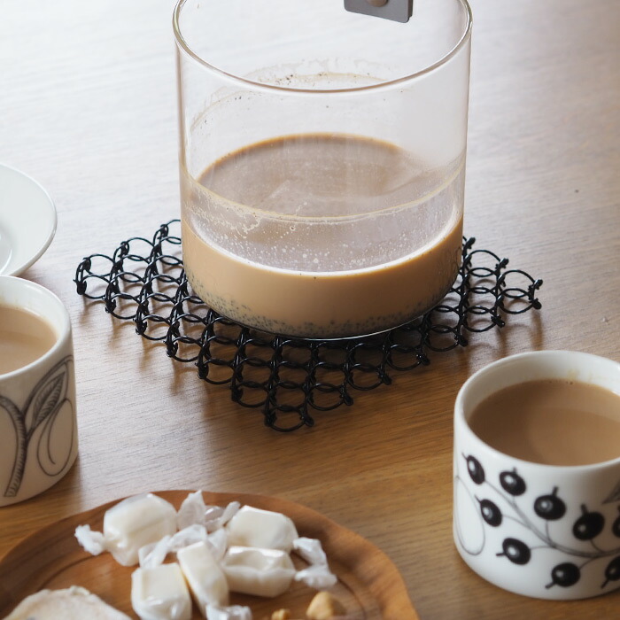 サンク　ワイヤー鍋敷き　ブラック　/　CINQ