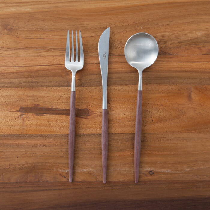 【正規品】■クチポール　ゴア・ブラウン　シルバー　ディナーセット　3PCS　（箱なし）　/　Cutipol　GOA-Brown