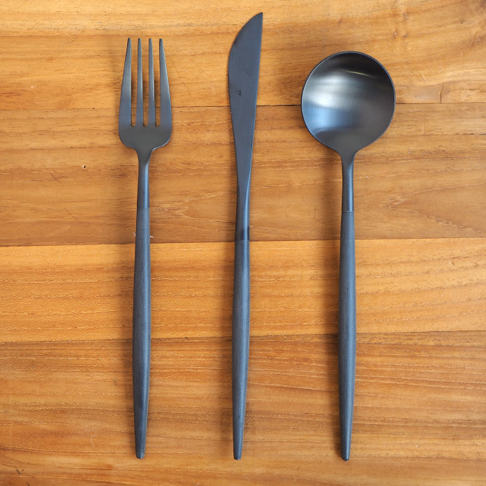 【正規品】■クチポール　ゴア・ブラック　ブラック　ディナーセット　3PCS　（箱なし）　/　Cutipol　GOA-Black