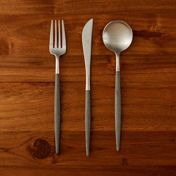 【正規品】■クチポール　ゴア・グレー　シルバー　ディナーセット　3PCS　（箱なし）　/　Cutipol　GOA-Gray