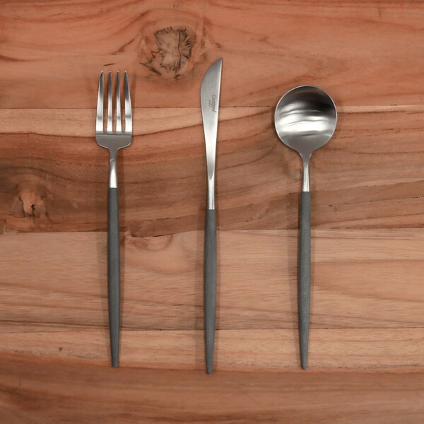 【正規品】■クチポール　ゴア・グレー　シルバー　デザートセット　3PCS　（箱なし）　/　Cutipol　GOA-Gray