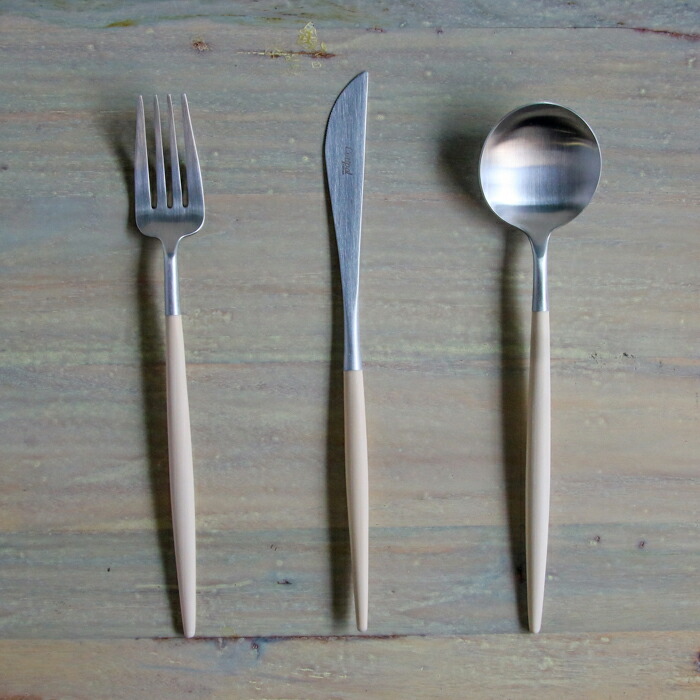 【正規品】■クチポール　ゴア・アイボリー　シルバー　ディナーセット　3PCS　（箱なし）　/　Cutipol　GOA-Ivory