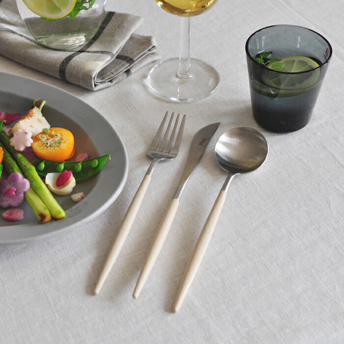 【正規品】■クチポール　ゴア・アイボリー　シルバー　ディナーセット　3PCS　（箱なし）　/　Cutipol　GOA-Ivory