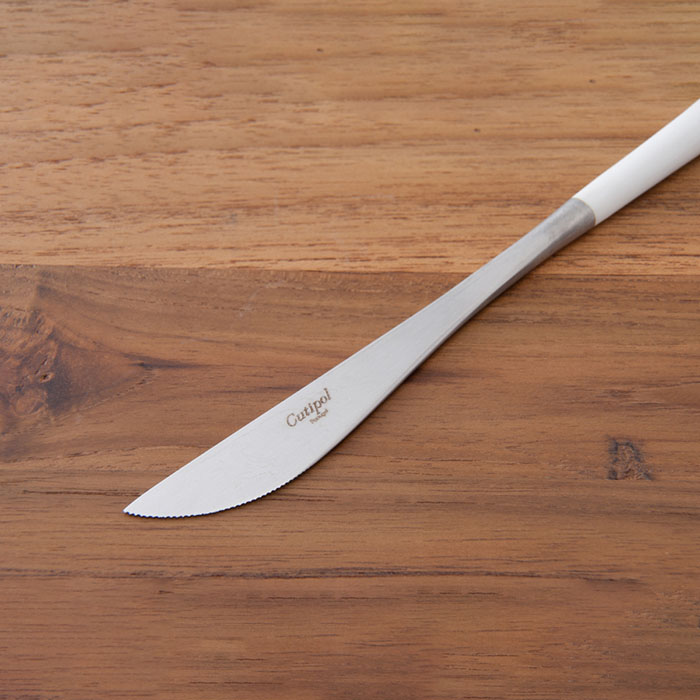 【正規品】クチポール　ゴア・ホワイト　シルバー　ディナーナイフ　/　Cutipol　GOA-White