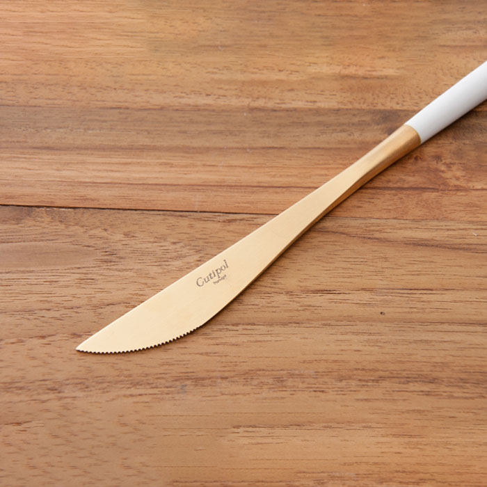 【正規品】クチポール　ゴア・ホワイト　ゴールド　ディナーナイフ　/　Cutipol　GOA-White