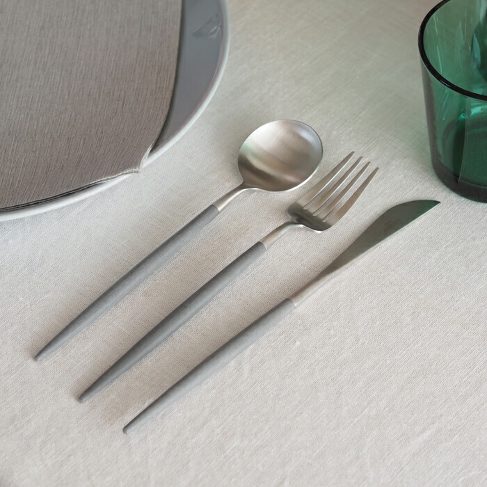 【正規品】■クチポール　ゴア・グレー　シルバー　デザートセット　3PCS　（箱なし）　/　Cutipol　GOA-Gray