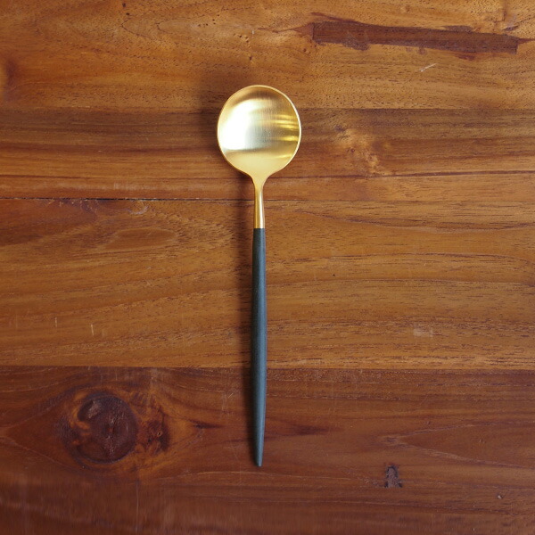 【正規品】クチポール　ゴア・ブラック　ゴールド　デザートスプーン　/　Cutipol　GOA-Black