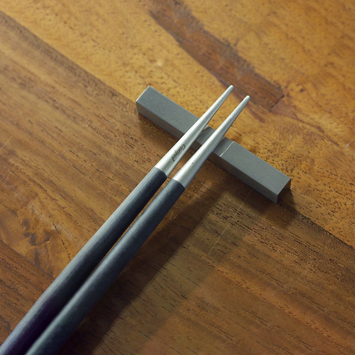 【正規品】クチポール　ゴア・ブラック　シルバー　箸+箸置きセット　/　Cutipol　GOA-Black