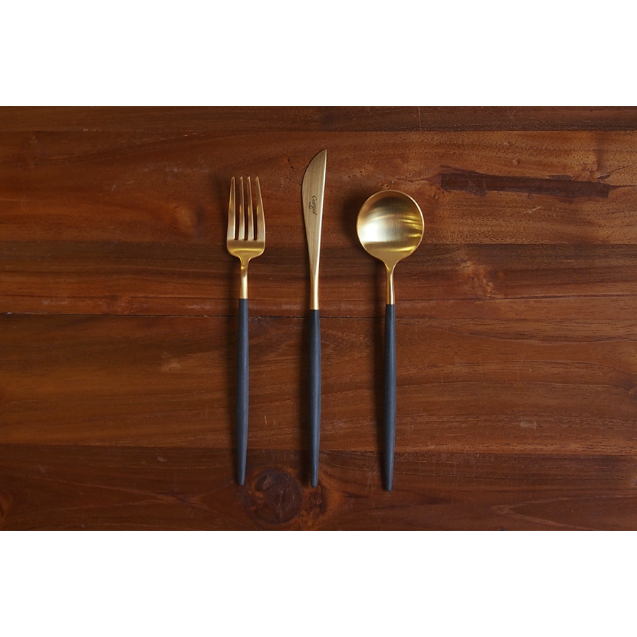 【正規品】■クチポール　ゴア・ブラック　ゴールド　デザートセット　3PCS　（箱なし）　/ Cutipol　GOA-Black