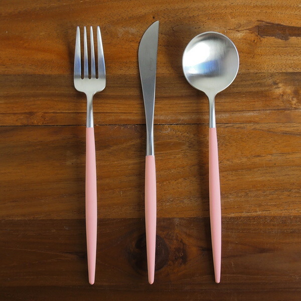 【正規品】■クチポール　ゴア・ピンク　シルバー　ディナーセット　3PCS　（箱なし）　/　Cutipol　GOA-Pink