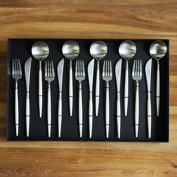 【正規品】クチポール　ゴア・ホワイト　シルバー　ディナーセット　15PCS　(箱入り)　/　Cutipol　GOA-White