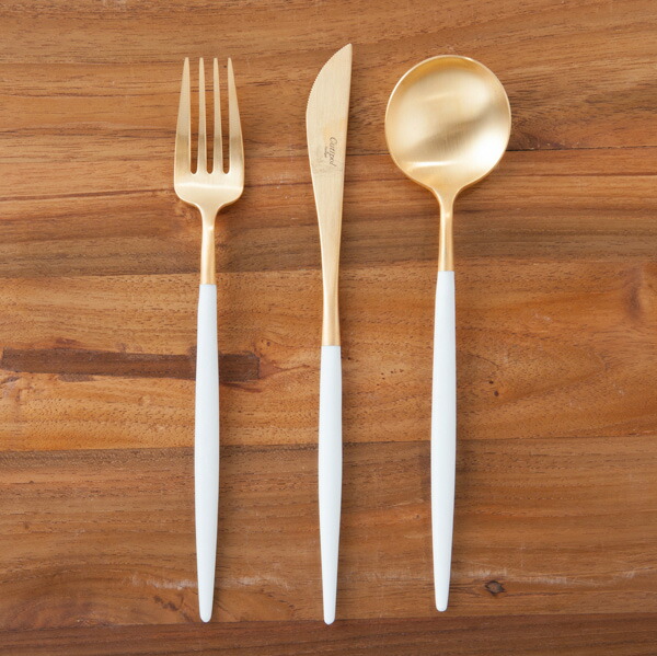 【正規品】■クチポール　ゴア・ホワイト　ゴールド　ディナーセット　3PCS　(箱なし)　/　Cutipol　GOA-White
