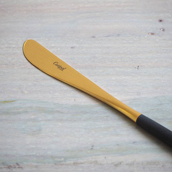 【正規品】クチポール　ミオ・ブラック　ゴールド　ディナーナイフ　/　Cutipol　MIO-Black