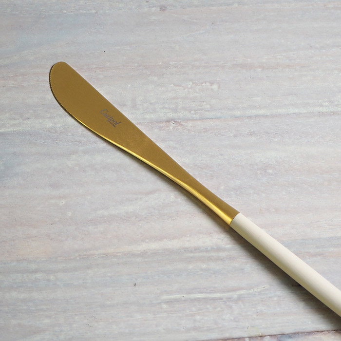 【正規品】クチポール　ミオ・アイボリー　ゴールド　ディナーナイフ　/　Cutipol　MIO-Ivory