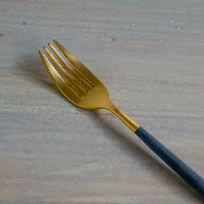 【正規品】クチポール　ミオ・ブラック　ゴールド　ディナーフォーク　/　Cutipol　MIO-Black