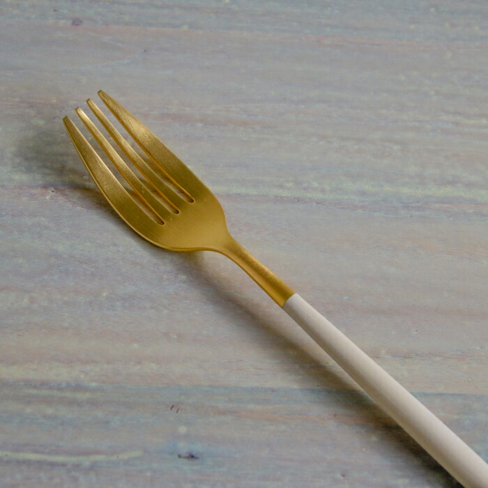 【正規品】クチポール　ミオ・アイボリー　ゴールド　ディナーフォーク　/　Cutipol　MIO-Ivory