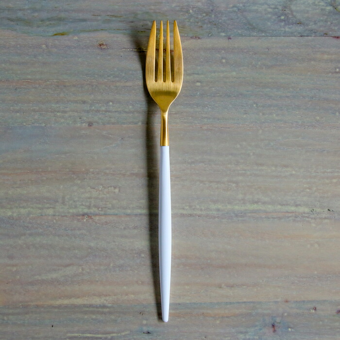 【正規品】クチポール　ミオ・ホワイト　ゴールド　ディナーフォーク　/　Cutipol　MIO-White
