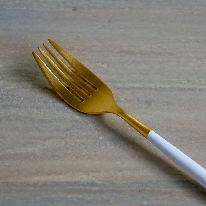 【正規品】クチポール　ミオ・ホワイト　ゴールド　ディナーフォーク　/　Cutipol　MIO-White