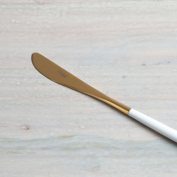 【正規品】クチポール　ミオ・ホワイト　ゴールド　デザートナイフ　/　Cutipol　MIO-White