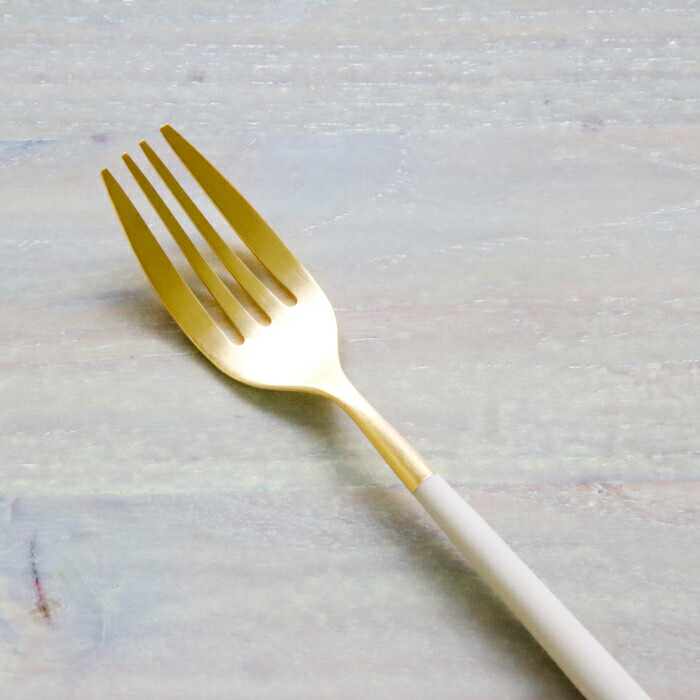 【正規品】クチポール　ミオ・アイボリー　ゴールド　デザートフォーク　/　Cutipol　MIO-Ivory