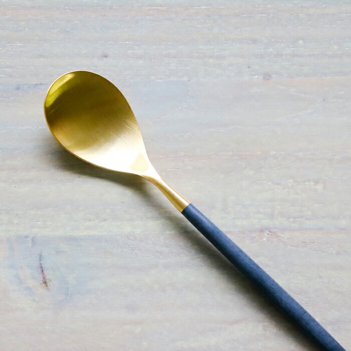 【正規品】クチポール　ミオ・ブラック　ゴールド　デザートスプーン　/　Cutipol　MIO-Black