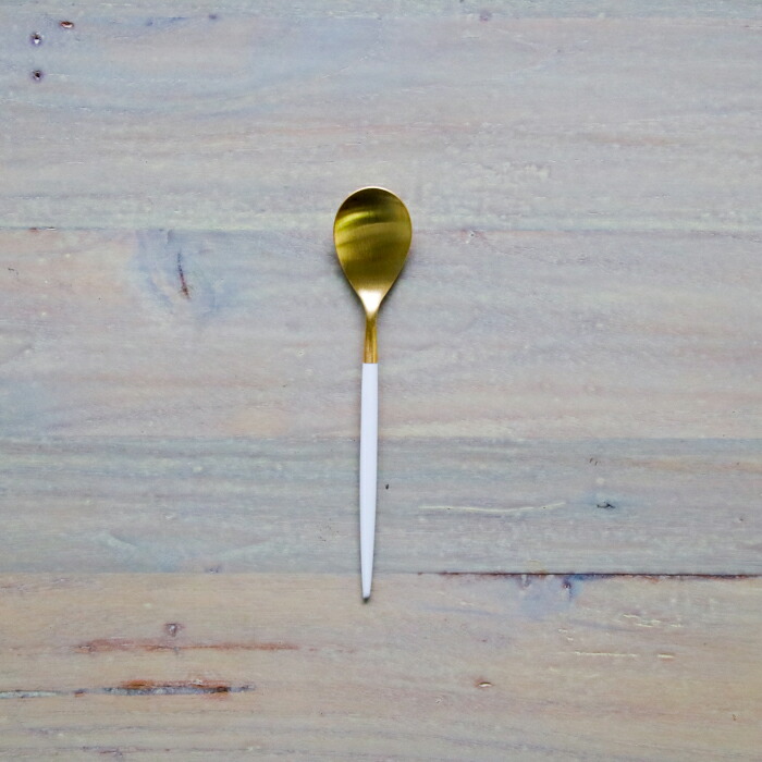 【正規品】クチポール　ミオ・ホワイト　ゴールド　ティースプーン　/　Cutipol　MIO-White