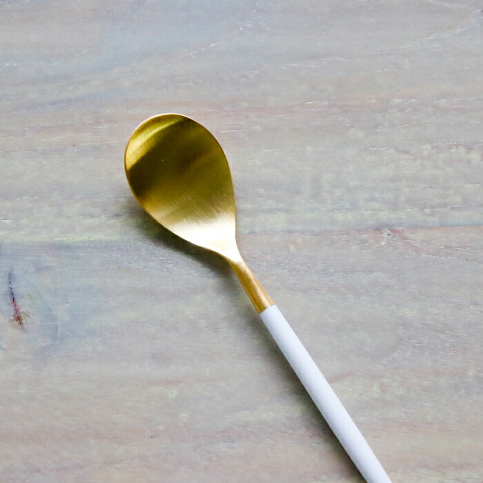 【正規品】クチポール　ミオ・ホワイト　ゴールド　ティースプーン　/　Cutipol　MIO-White