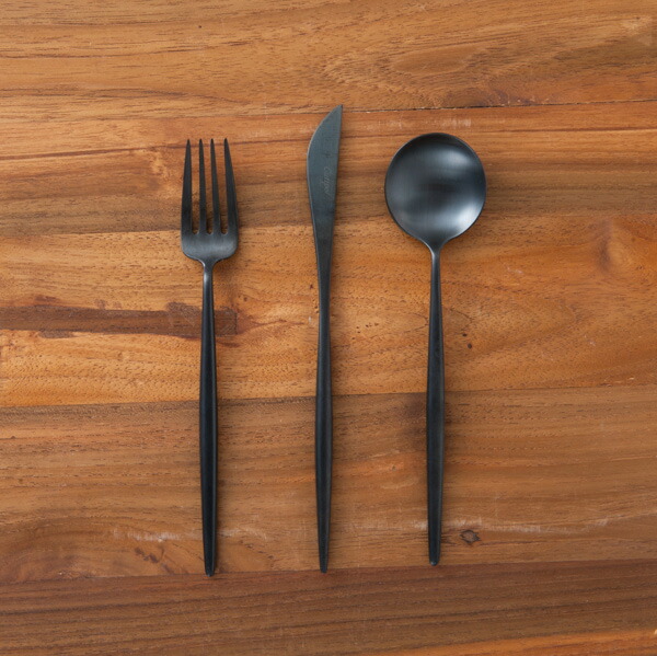 【正規品】■クチポール　ムーン　ブラック　デザートセット　3PCS　（箱なし）　/　Cutipol　MOON